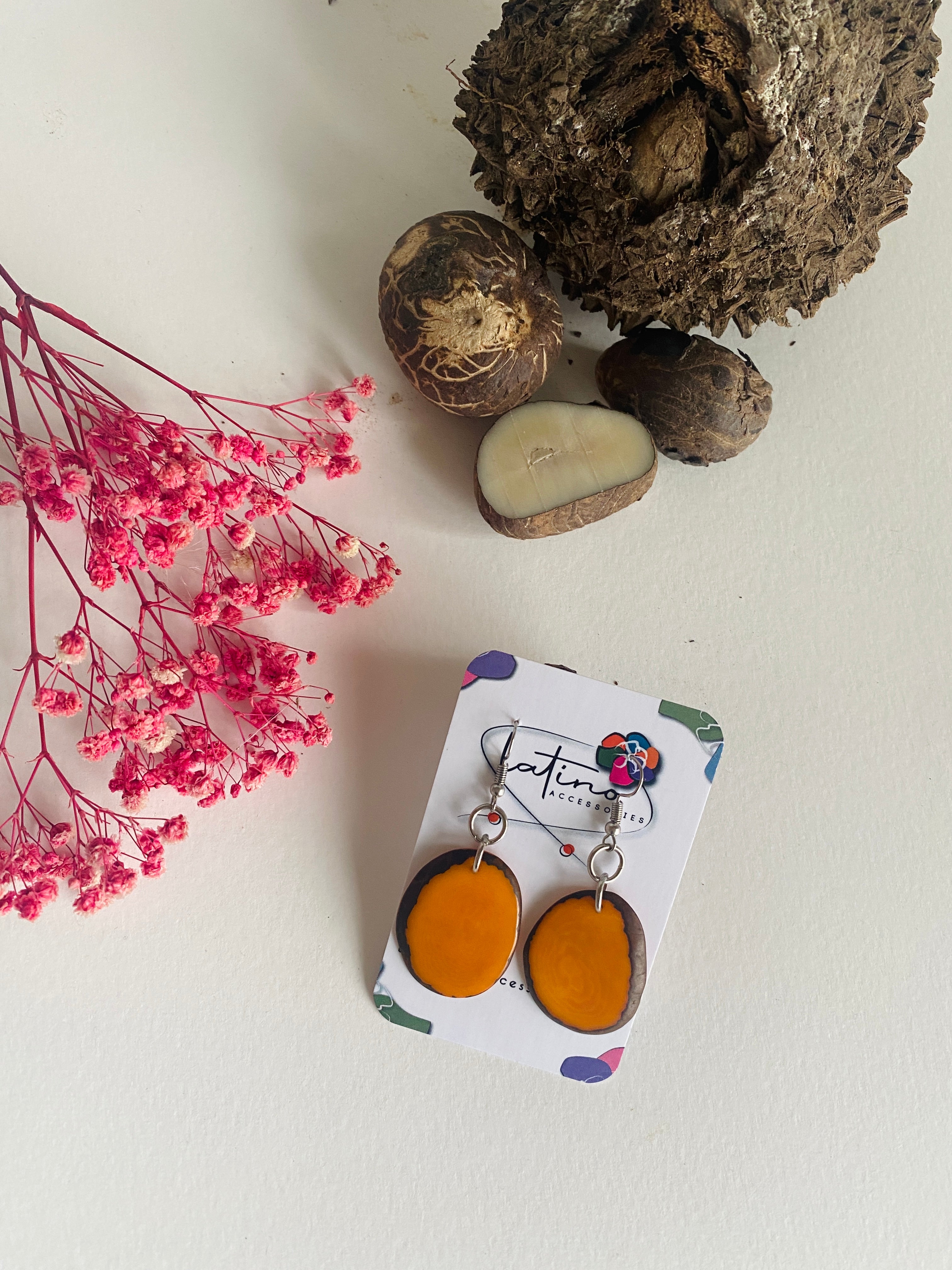 Tagua Earrings - Yellow